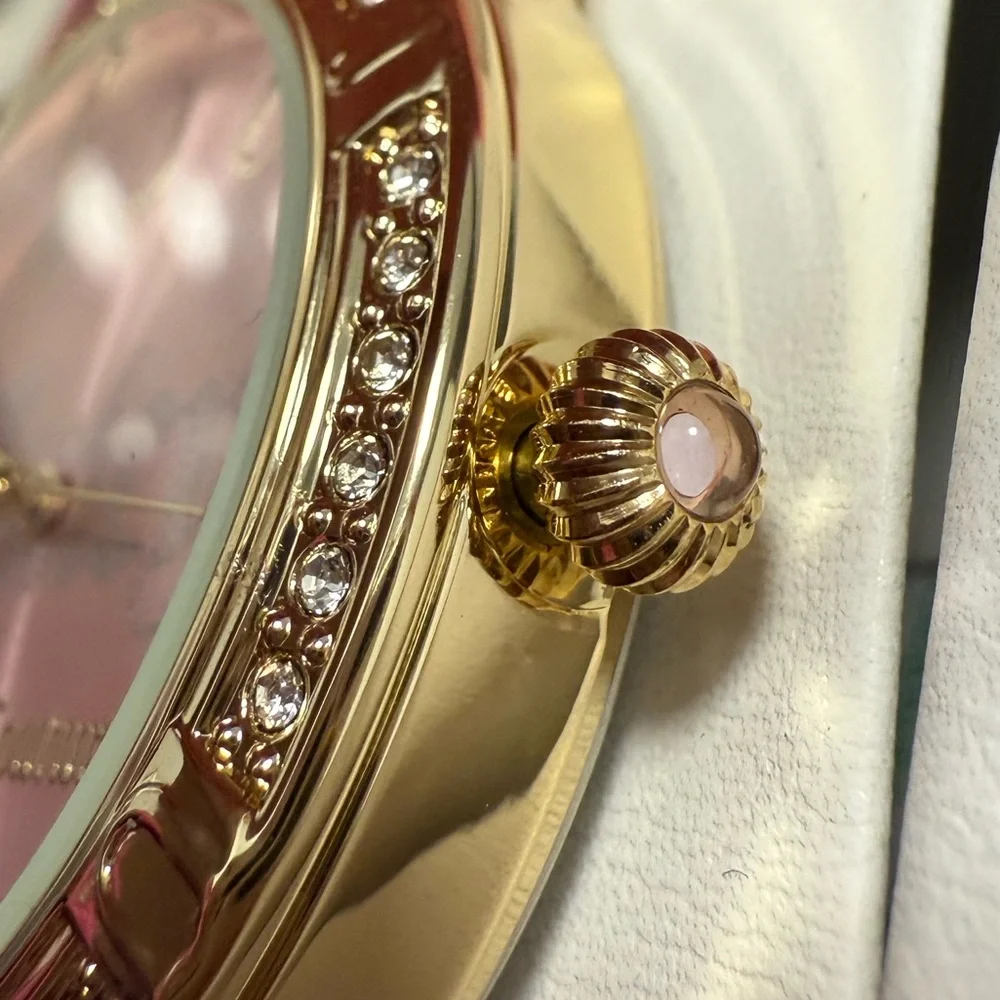 Juicy Couture Los Angeles NWT Statement Gold Pink Face Bling Rhinestone Watch - Picture 6 of 8